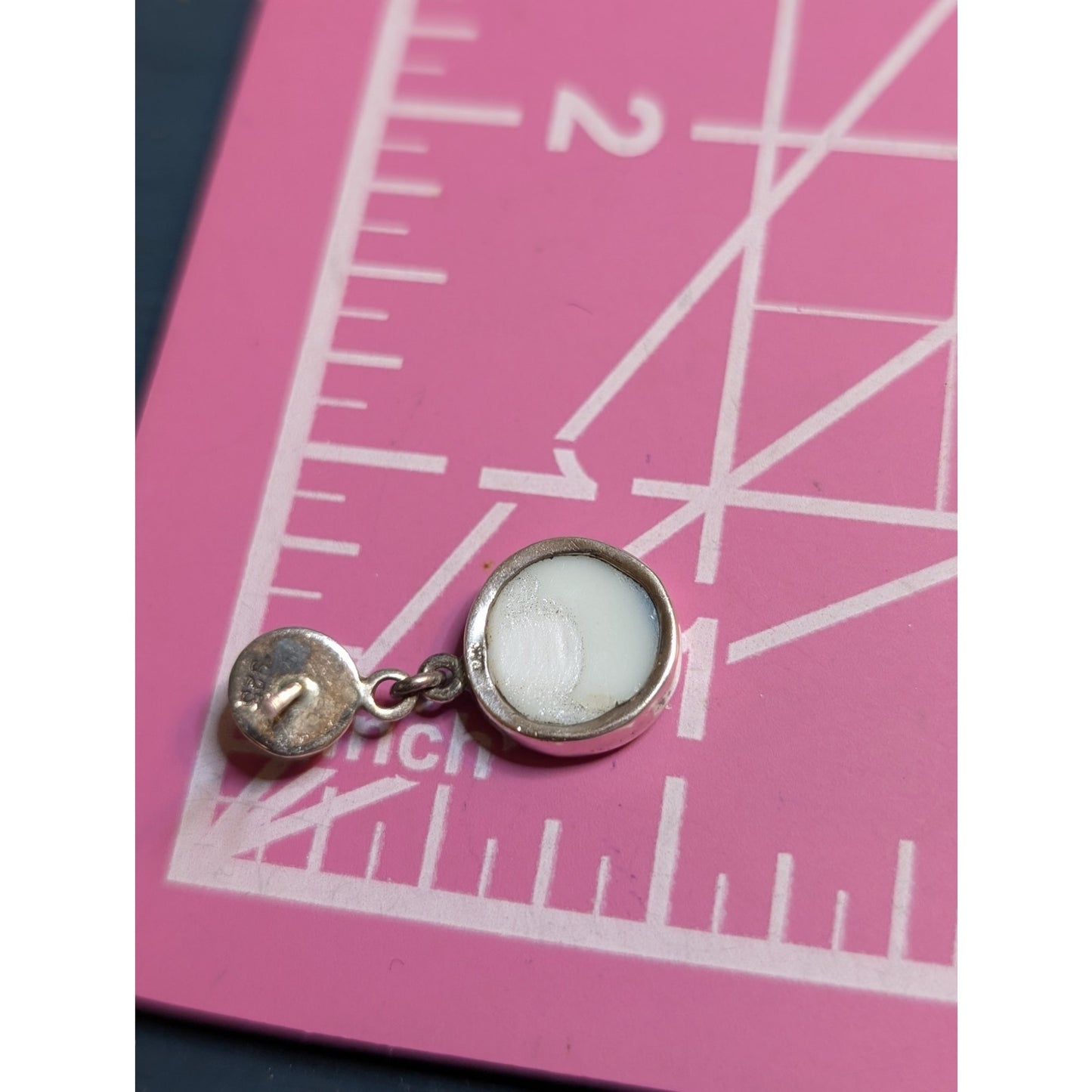 Vintage Minton Pottery Sterling Silver Ball Post Dangle Earrings