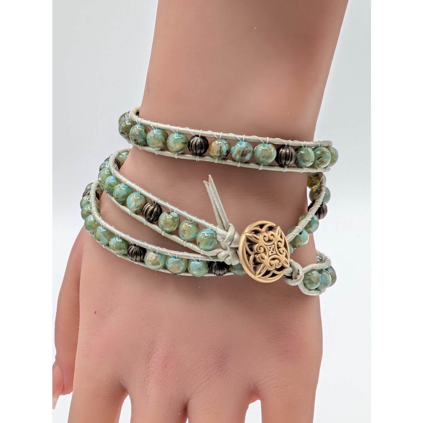 Green Acrylic Bead Wrap Bracelet