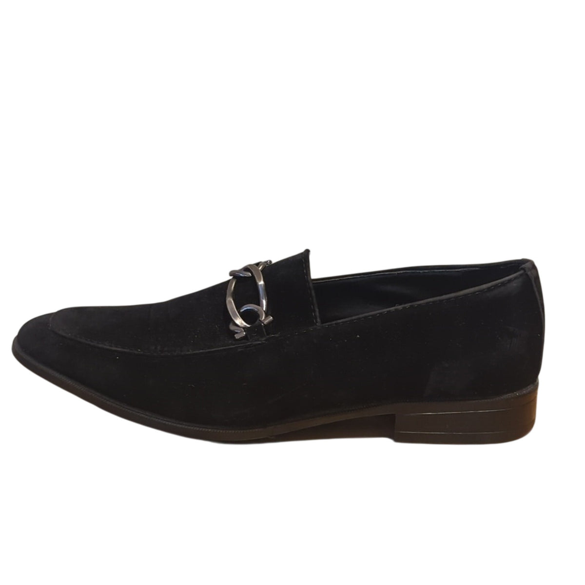 Marco Vitale Collection Black Suede Silver Tone Chain Slide On Loafer Men's 7.5