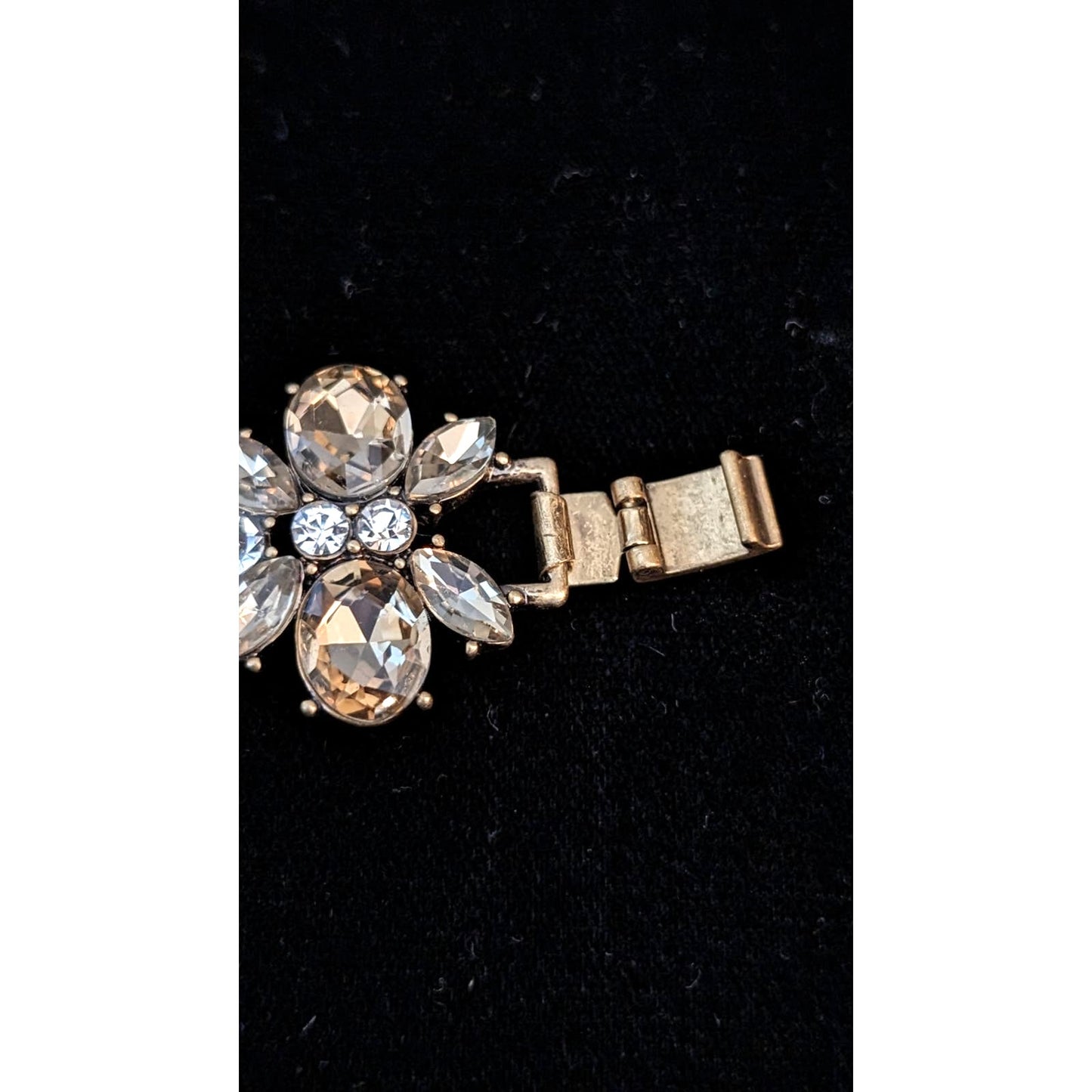 Banana Republic Chunky Champagne & Clear Rhinestone Foldover Clasp Bracelet