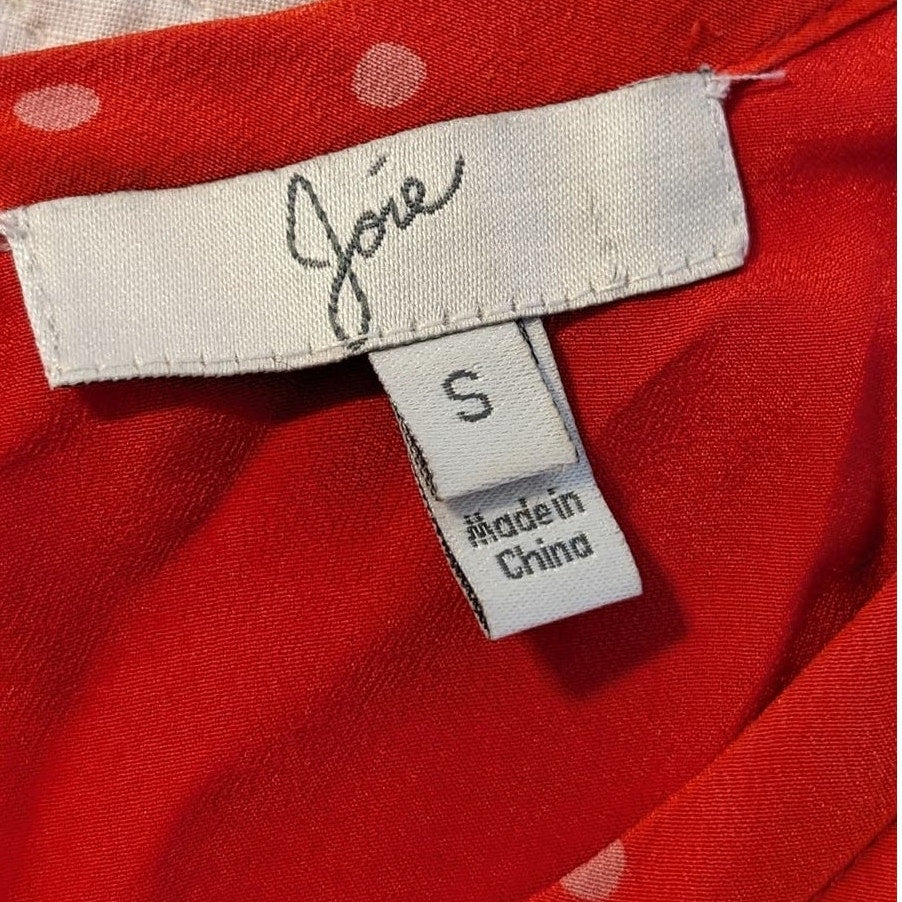 Joie Orange Silk Polka Dot Sleeveless Hook & Eye Open Back Short Dress  Sz S