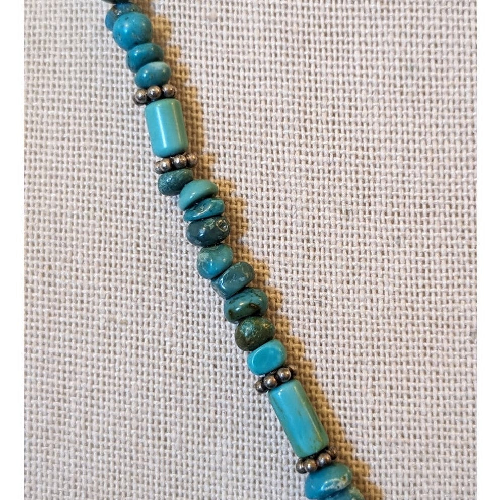 Vintage Navajo & Sterling and Turquoise Pendant Necklace Signed Sterling NC