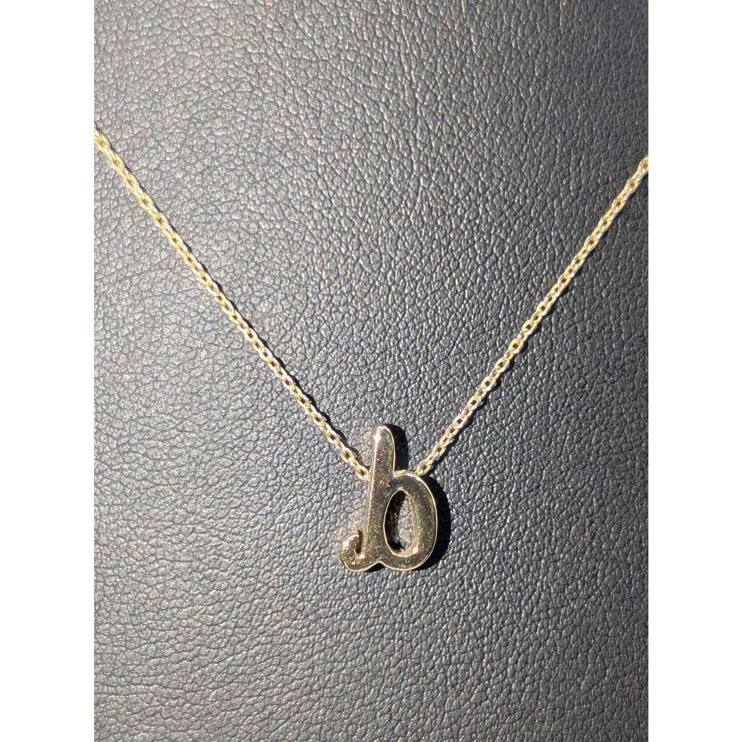 Lower Case 'b' or 'd' Initial Pendant Gold Tone 16" Necklace