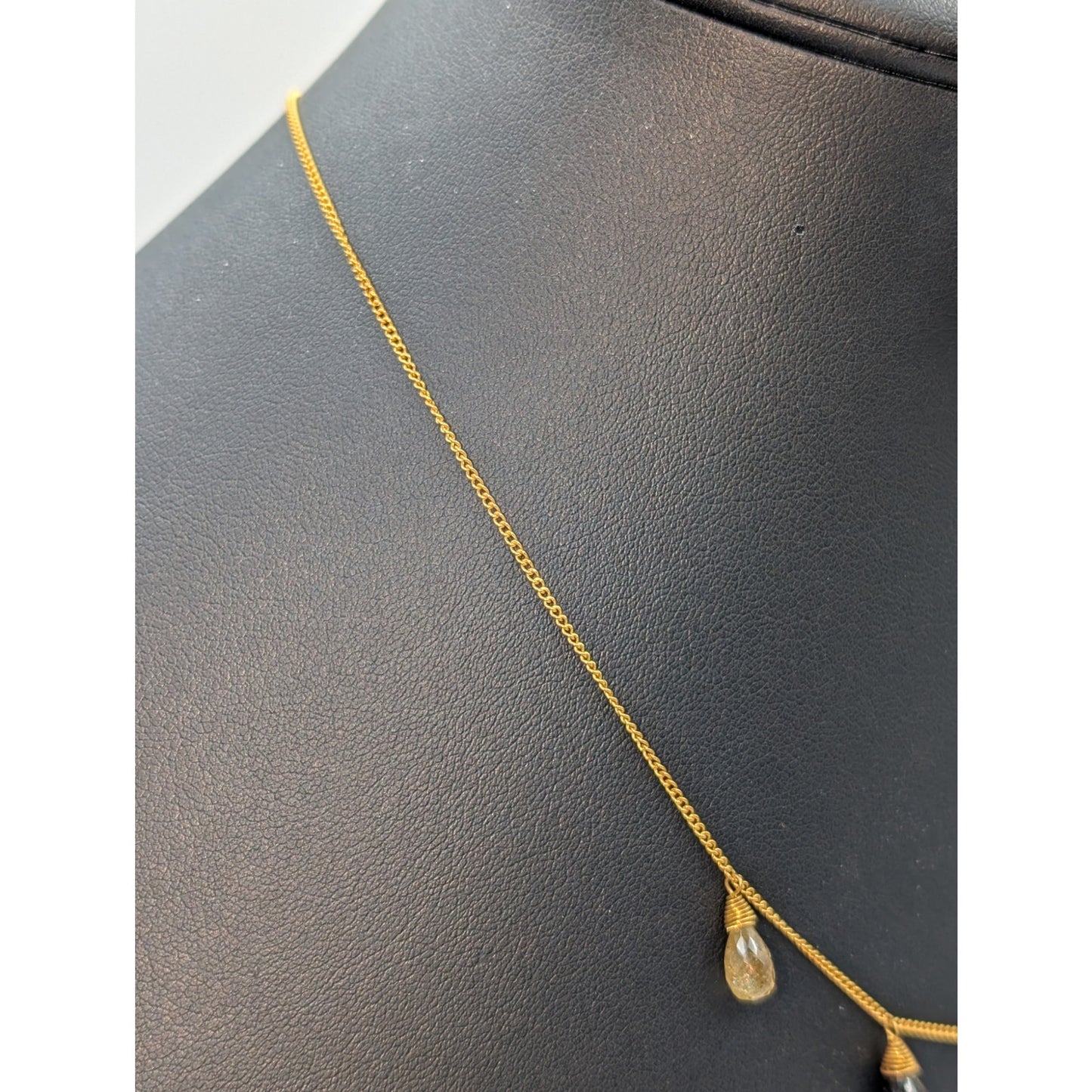 925 Sterling Vermeil Made in Bali Semi-Precious Gemstone Briolette Necklace