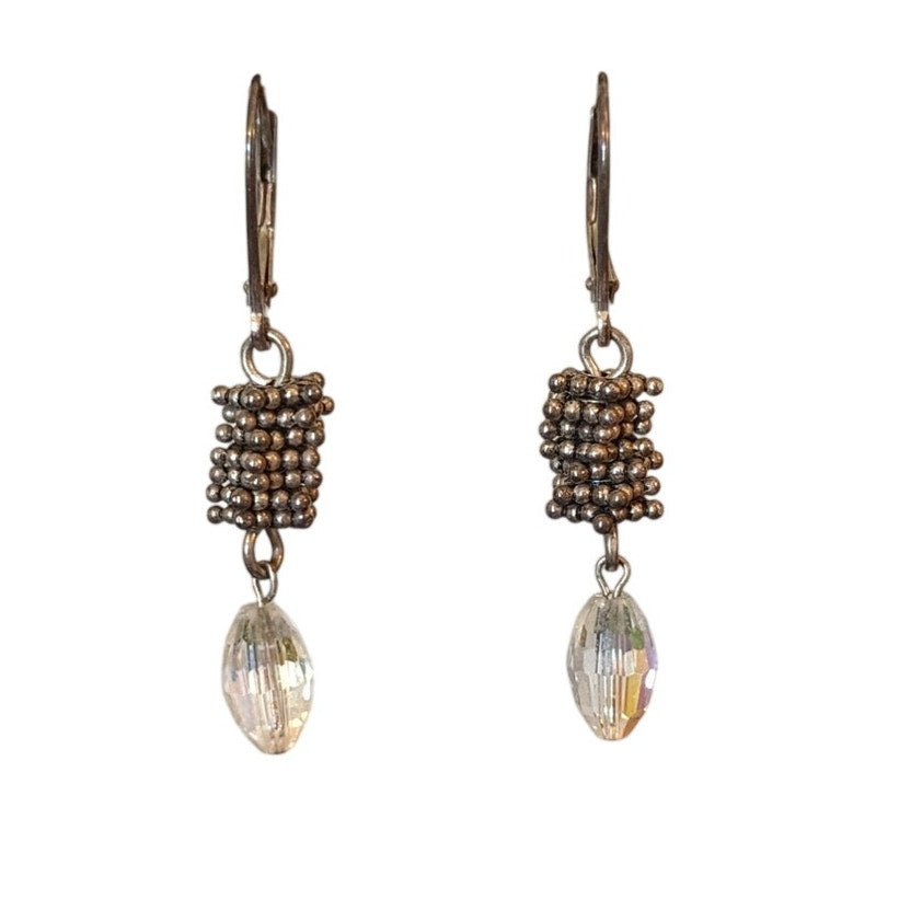 Vintage Crystal Marked Sterling 925 Lever Back Earrings