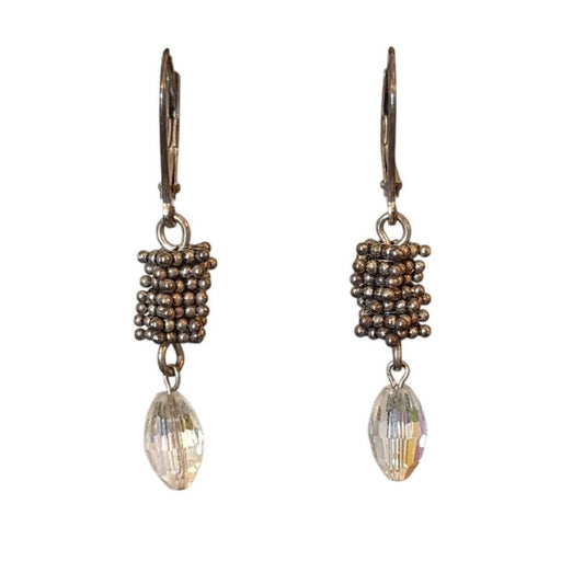 Vintage Crystal Marked Sterling 925 Lever Back Earrings
