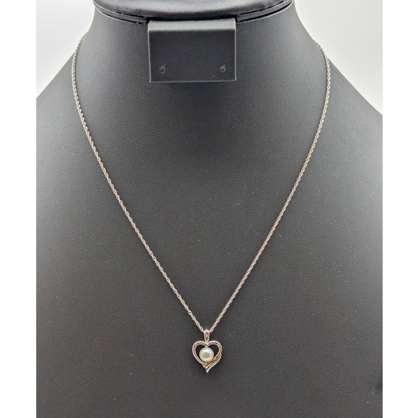 Alwand Vahan 14K Gold 925 Sterling Diamond Pearl Heart Pendant Necklace