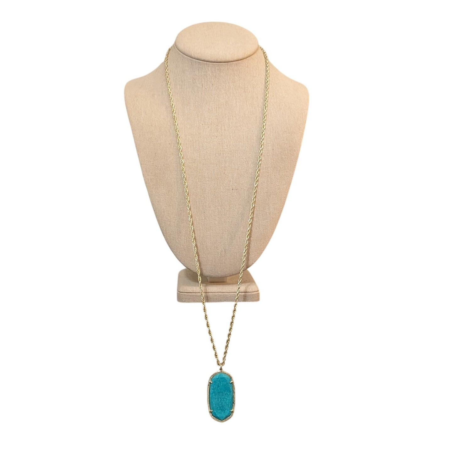 Kendra Scott Turquoise Magnesite Blue Rae Pendant Gold Tone Rare Necklace NWOT