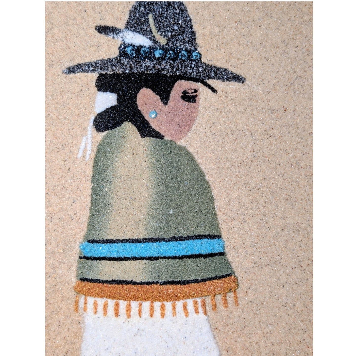 Vintage '87 Navajo Boy & Girl Sand Painting Art Tiles Made in New Mexico