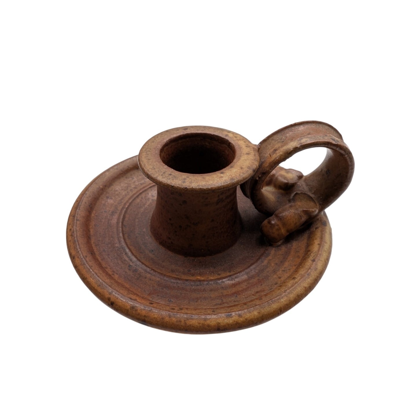 Artist Signed 'Trina' Chamber Stoneware Pottery Candle Holder
