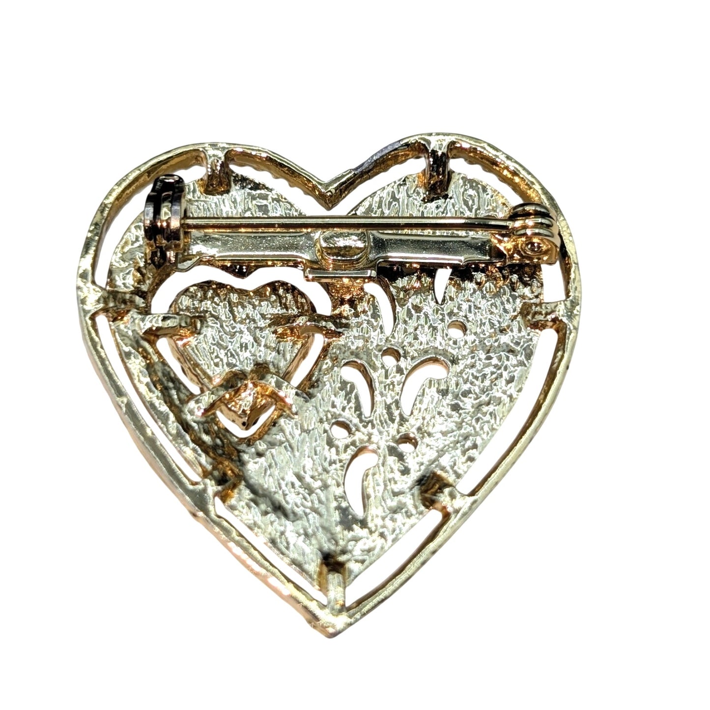 Lot of Two Vintage Gold Tone Heart Brooches -- Napier & Unbranded