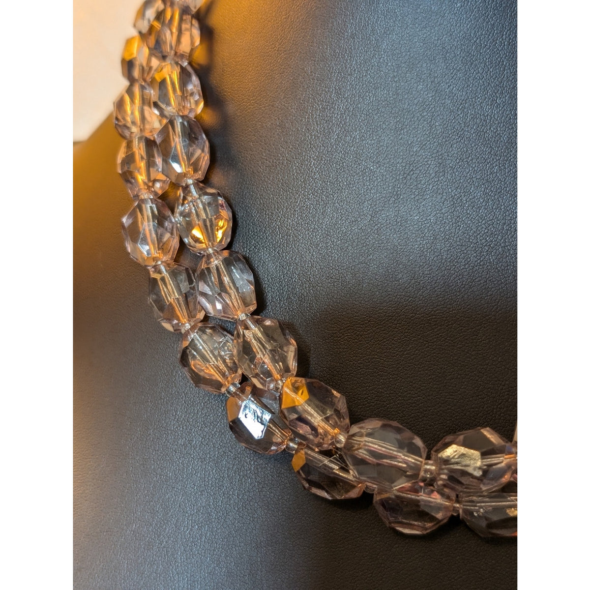 Coldwater Creek Smoky Lavender Acrylic Faceted Bead Double Strand Necklace