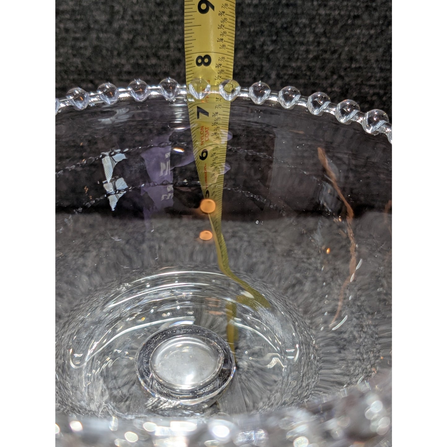 Vintage Clear Beaded Candlewick Glass Compote Dish