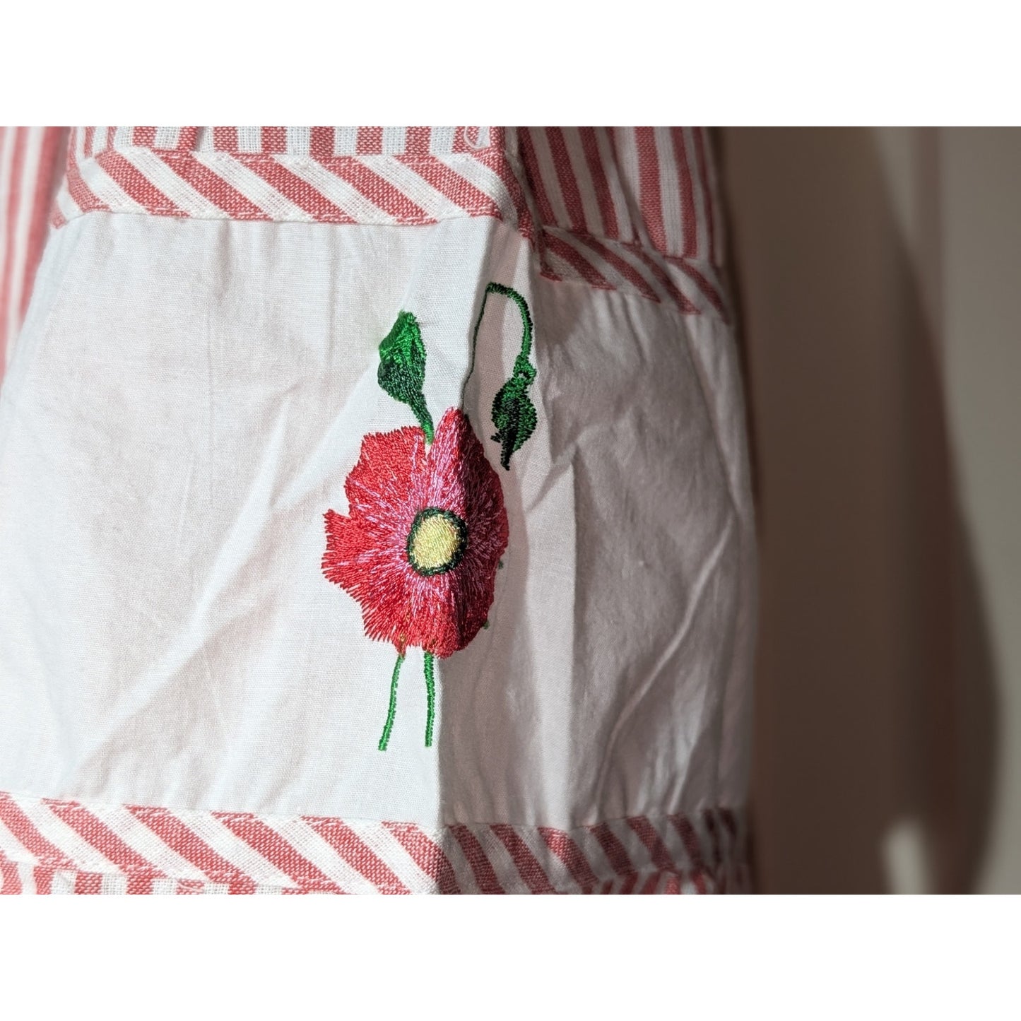 Expressions Made in India 100% Cotton Red White Embroidered Patio Dress Sz. 2X