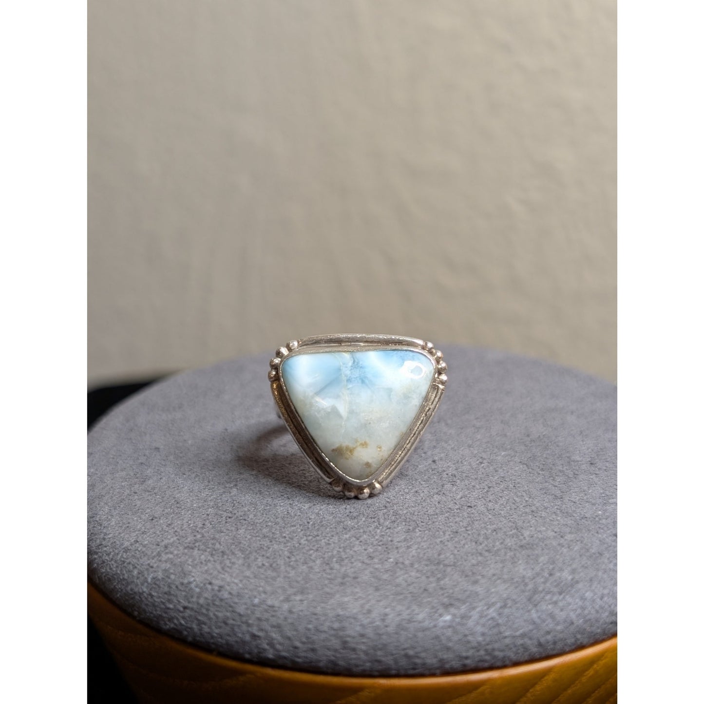 Vintage Southwest 925 Sterling Silver & Blue Larimar Trillion Ring-Sz 6.5