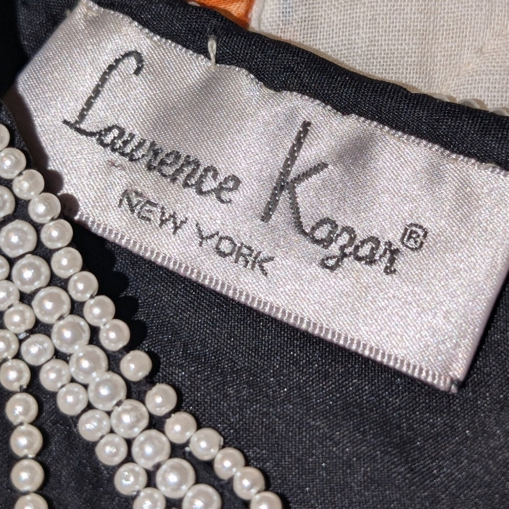 Vtg Laurence Kazar New York Silk Short Sleeve Beaded Evening Cocktail Blouse S