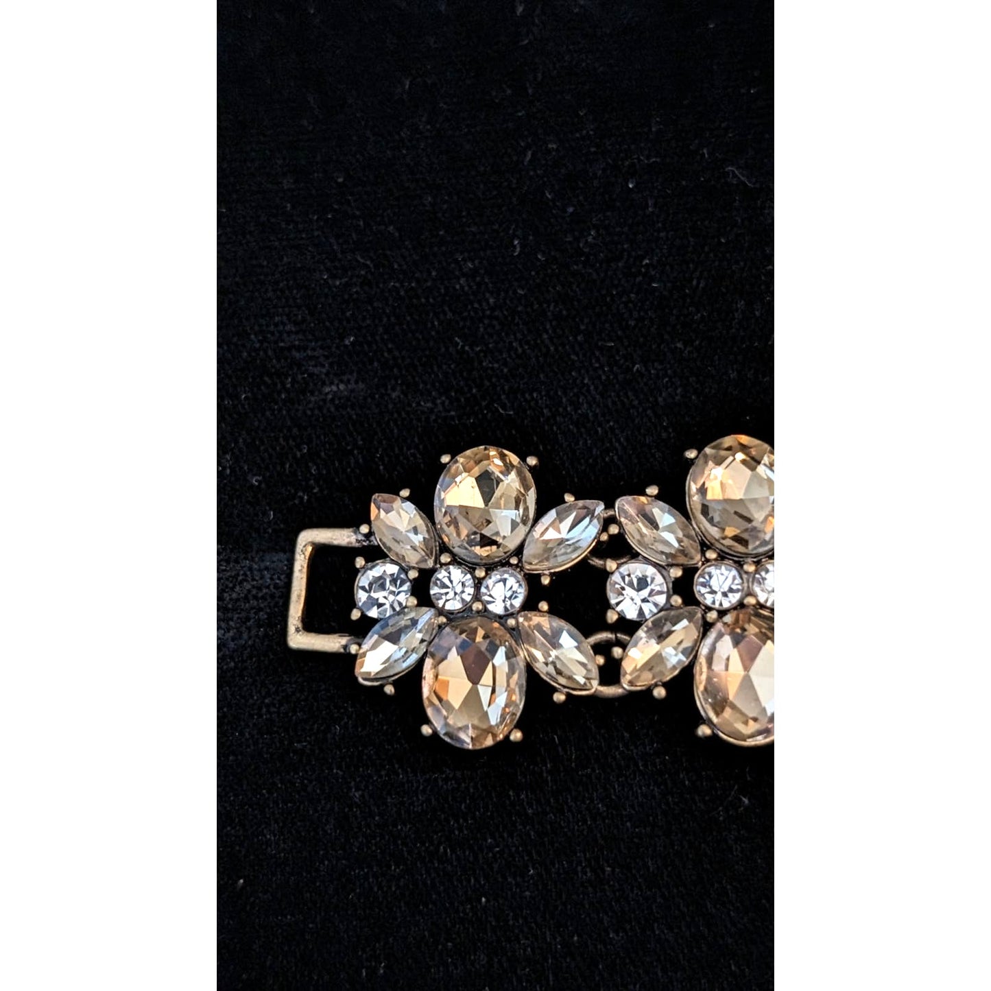 Banana Republic Chunky Champagne & Clear Rhinestone Foldover Clasp Bracelet