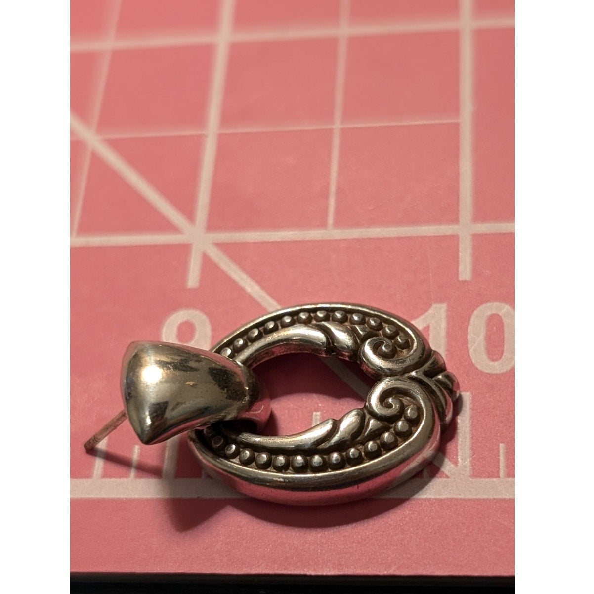 Brighton Signed Door Knocker Silver Tone Drop Earrings