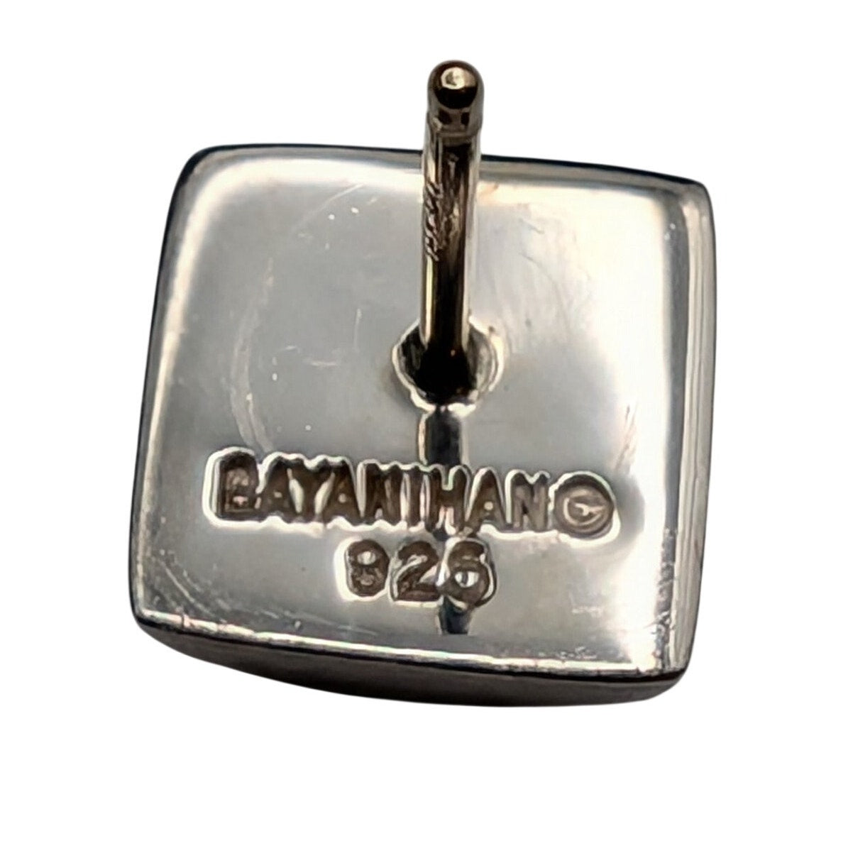 Vtg Bayanihan Sterling Silver Domed Square Post Stud Earrings W/ 14k Gold Posts