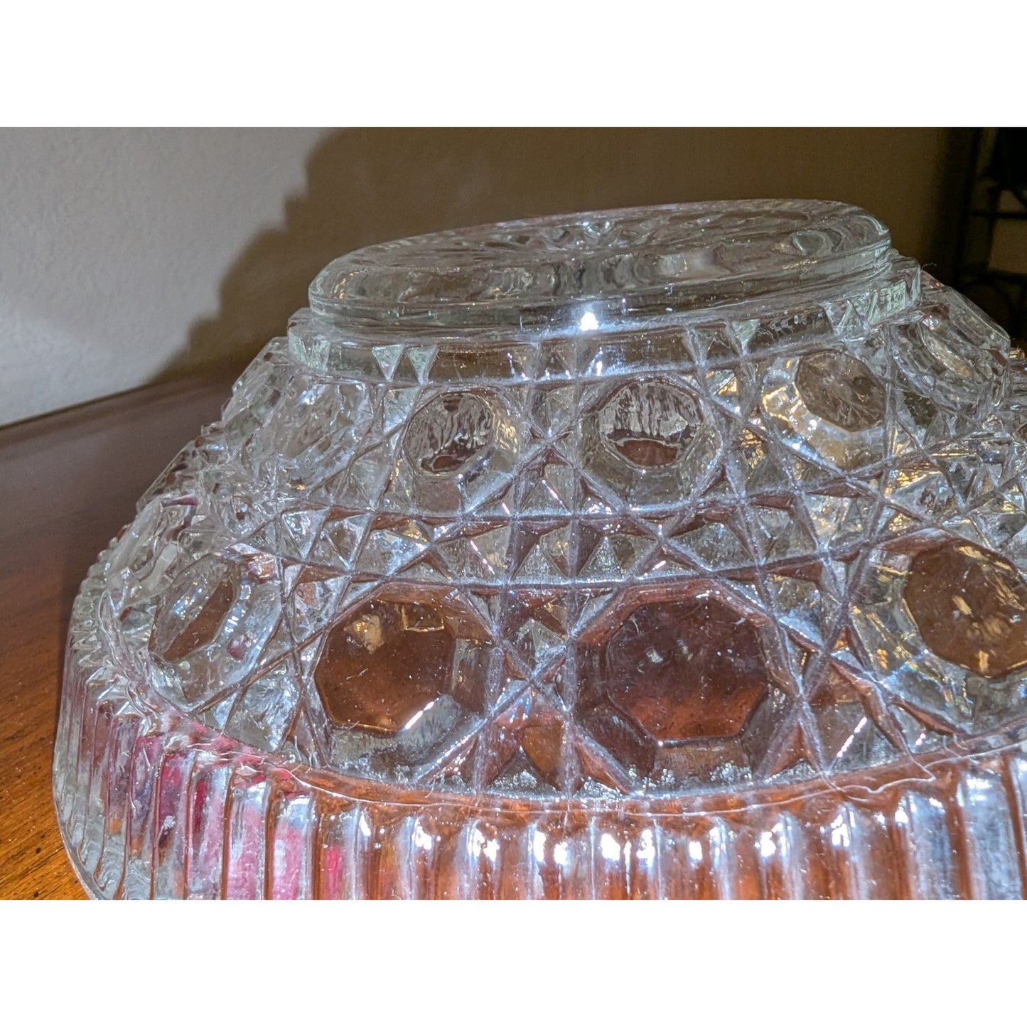 Vintage Federal Clear Glass Windsor Button & Cane Design Bowl