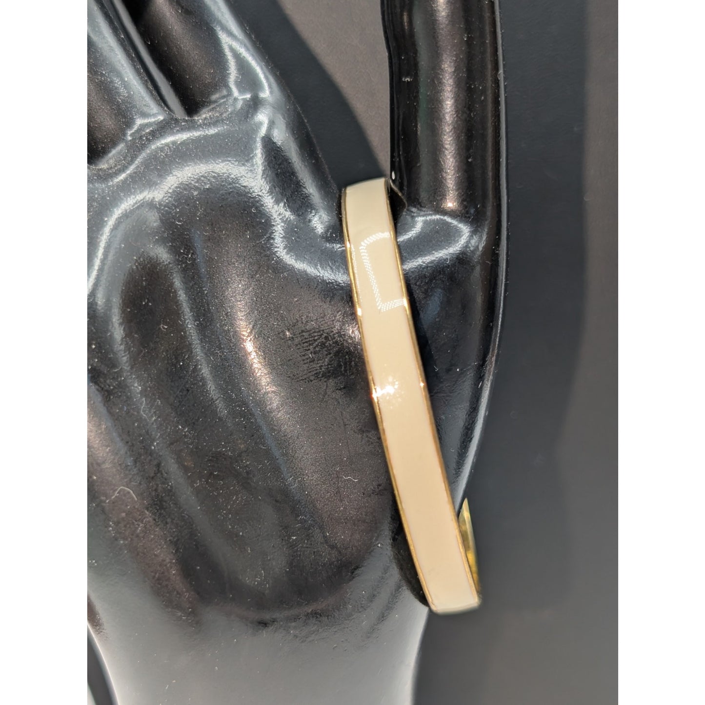 J.Crew Cream Enamel Gold Tone 1/4" Bangle Bracelet