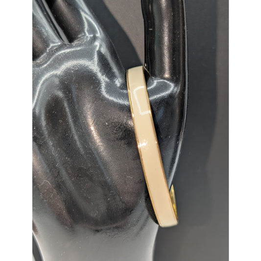 J.Crew Cream Enamel Gold Tone 1/4" Bangle Bracelet