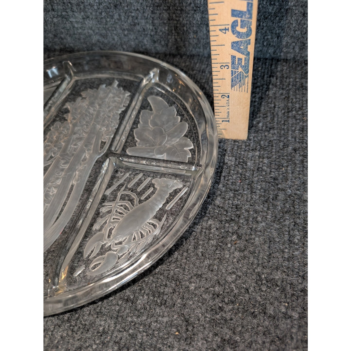 Vintage Indiana Glass Etched Frosted Intaglio Divided 10" Relish Tray