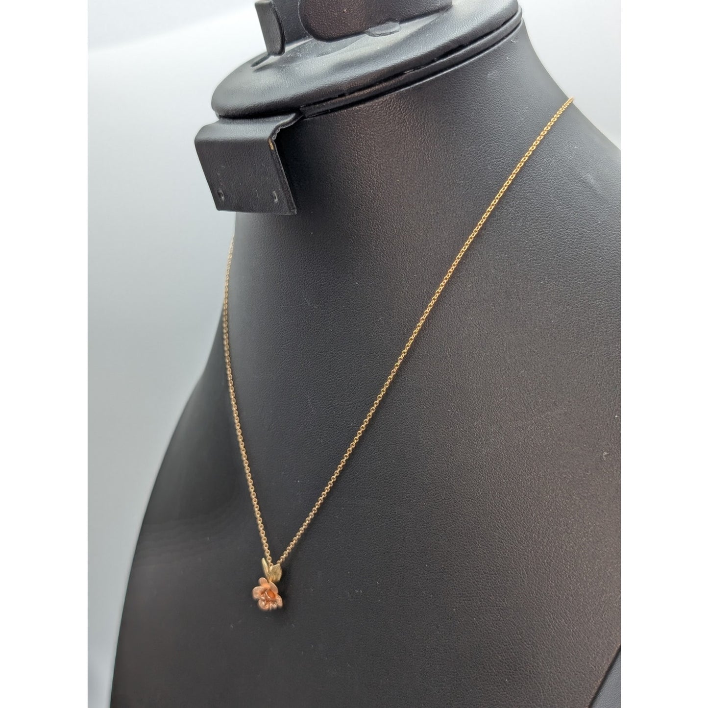 Vintage Krementz 1960s Rose Pink & Yellow Gold Overlay Pendant 18" Necklace