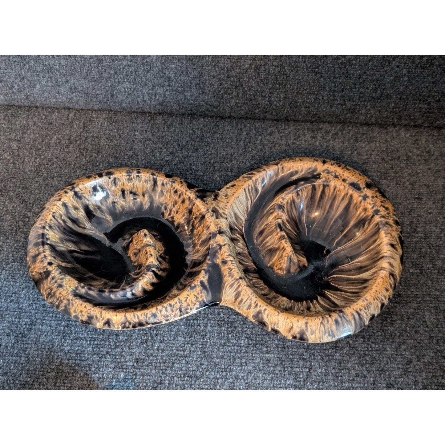 Vintage MCM Art Deco Double Ceramic Collectible Ashtray