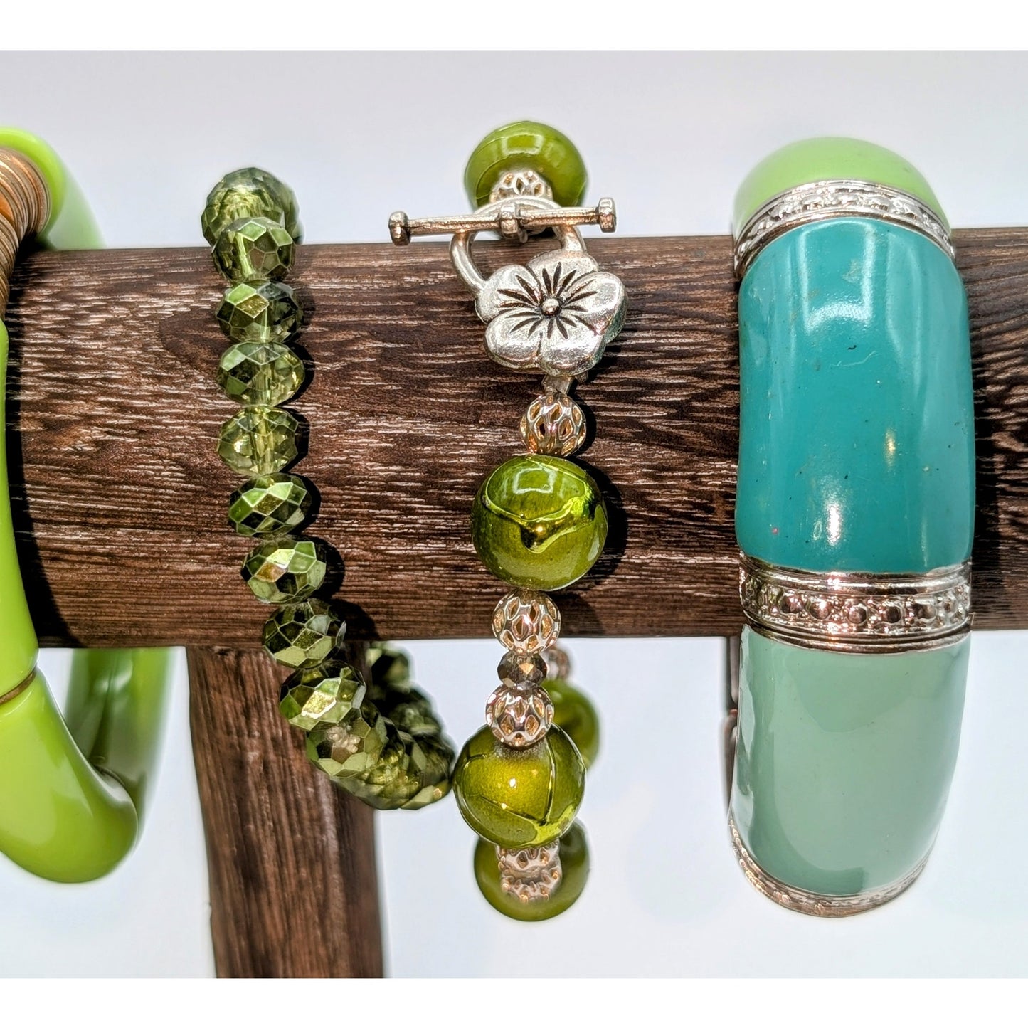 Lot of Six Green Blue Fresh Colorful Bracelets