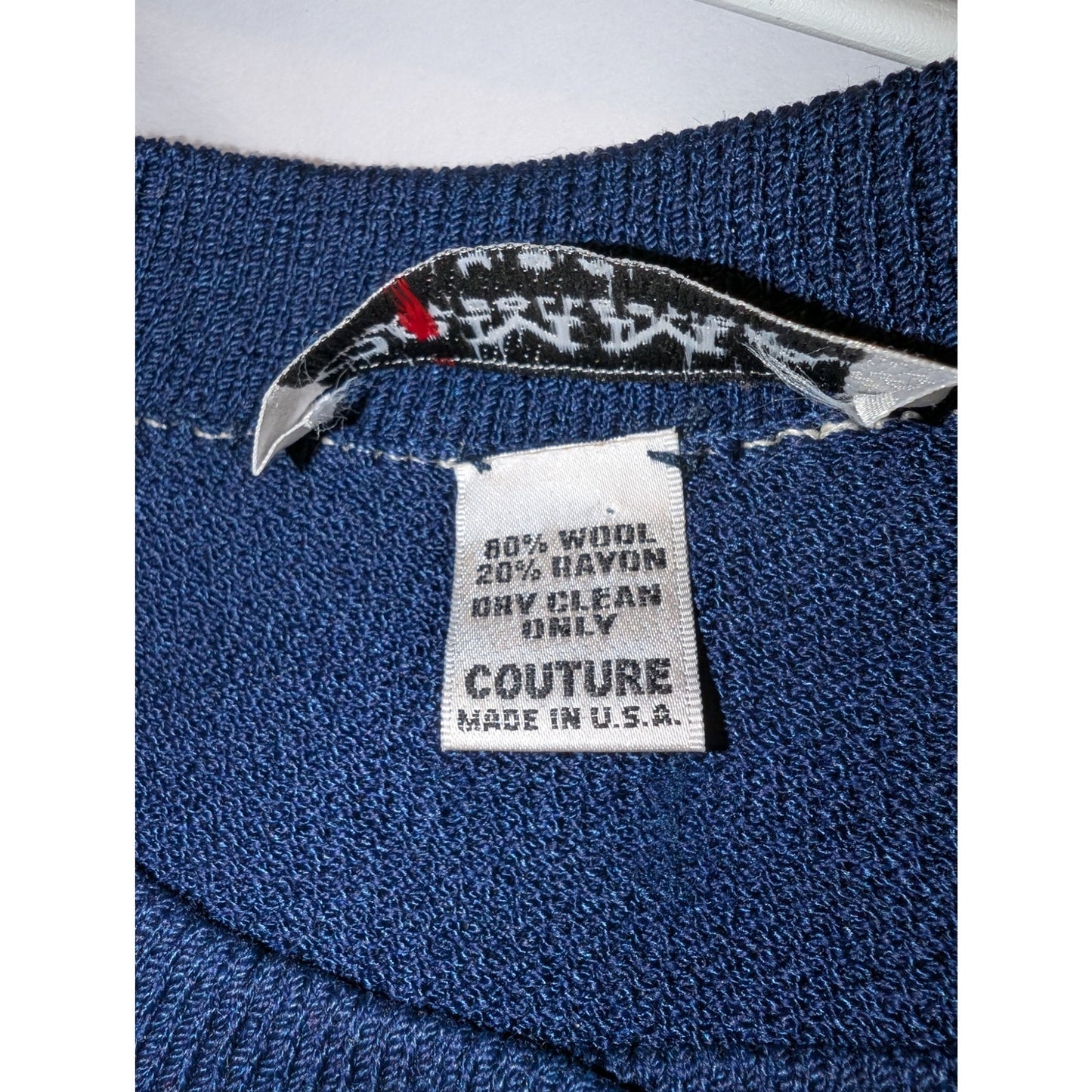 Vtg Comma Knit Collection Couture Blue Cream Santana Nautical Cardigan Sweater