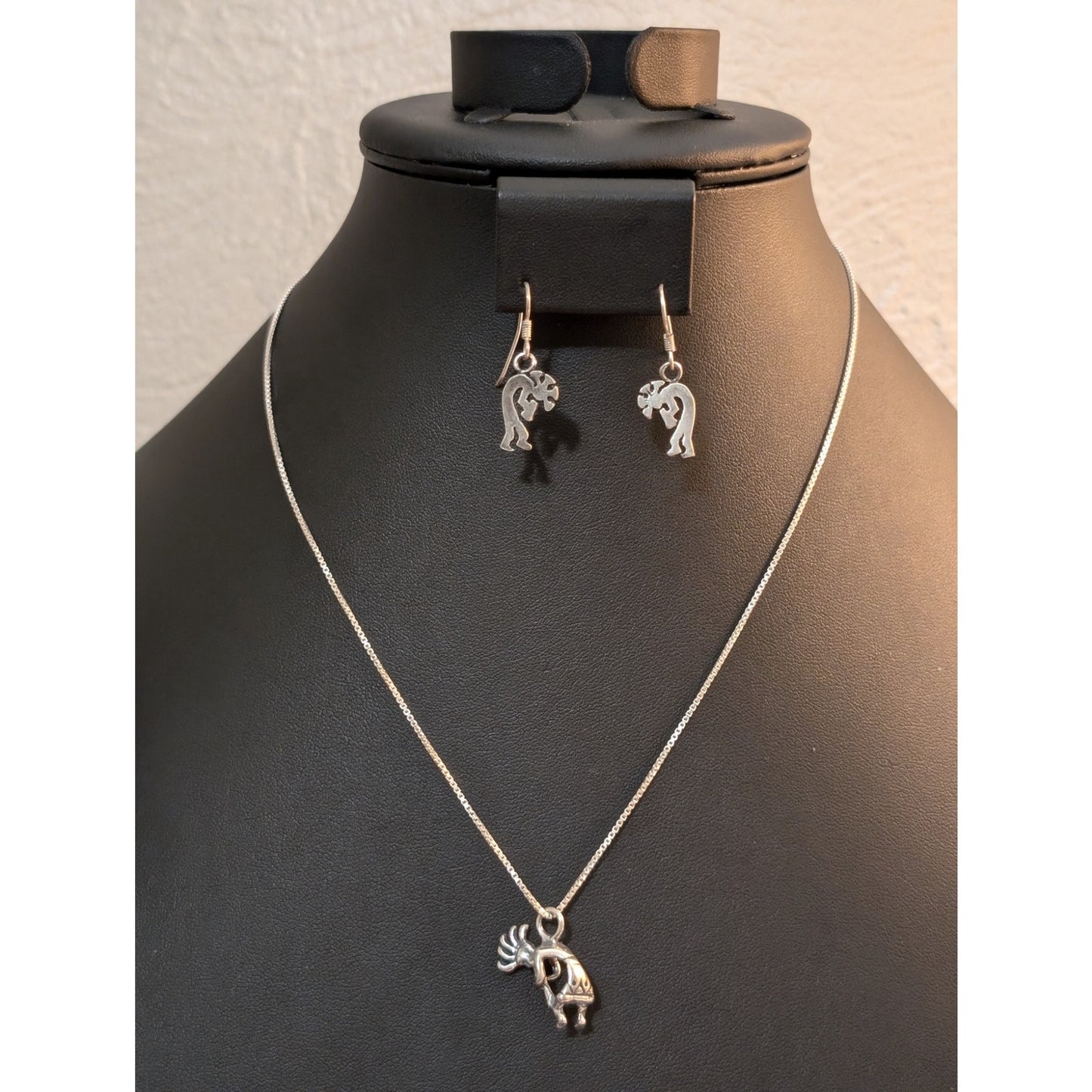 Navajo Kokopelli Sterling 18" Necklace & Earring Set