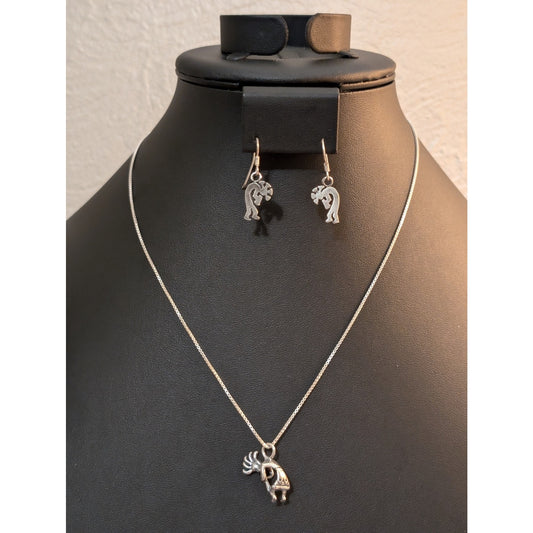 Navajo Kokopelli Sterling 18" Necklace & Earring Set