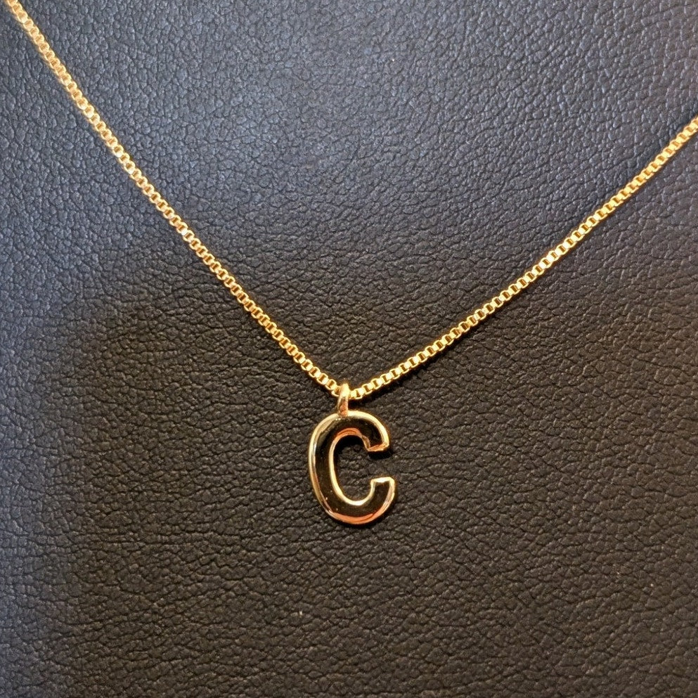 Athena Designs Initial 'C' 18k Gold Filled Box Chain 15.75"-17.5" Necklace NWOT