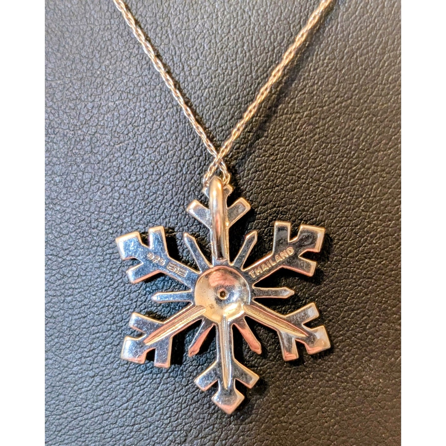 Marked OTC 925 Italy Sterling Silver Snowflake Pendant 19" Necklace