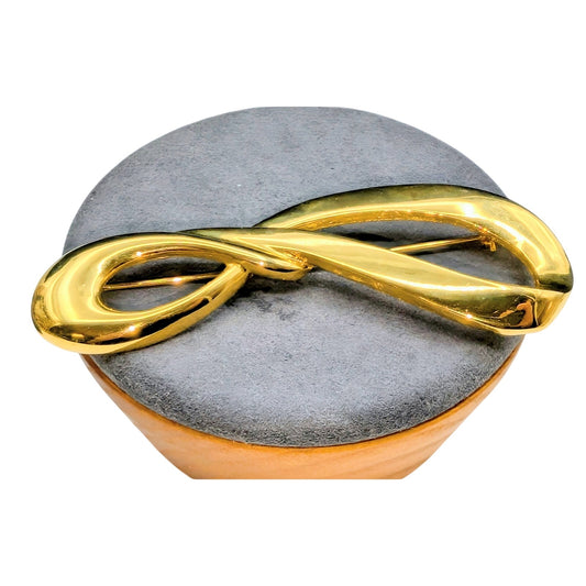 Vintage Bold Twisted Loop Gold Tone Classic Career Statement Brooch