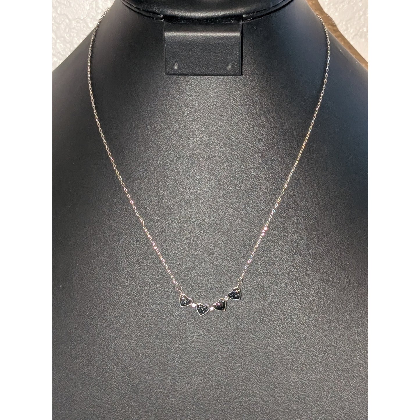Silver Tone Red or Black Reversible Four Leaf Clover Pendant Necklace