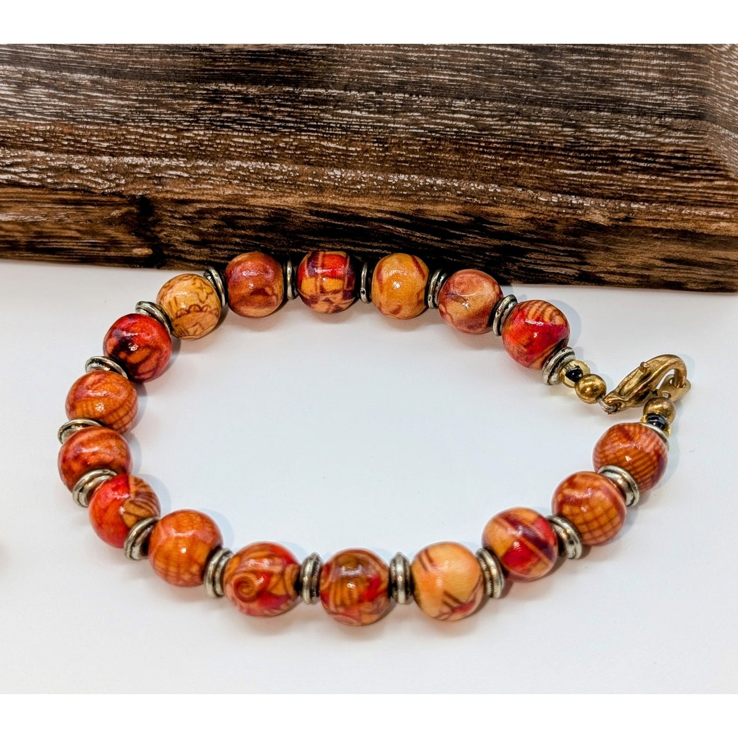 Lot of Seven Salmon/Coral/Green Theme Bracelets