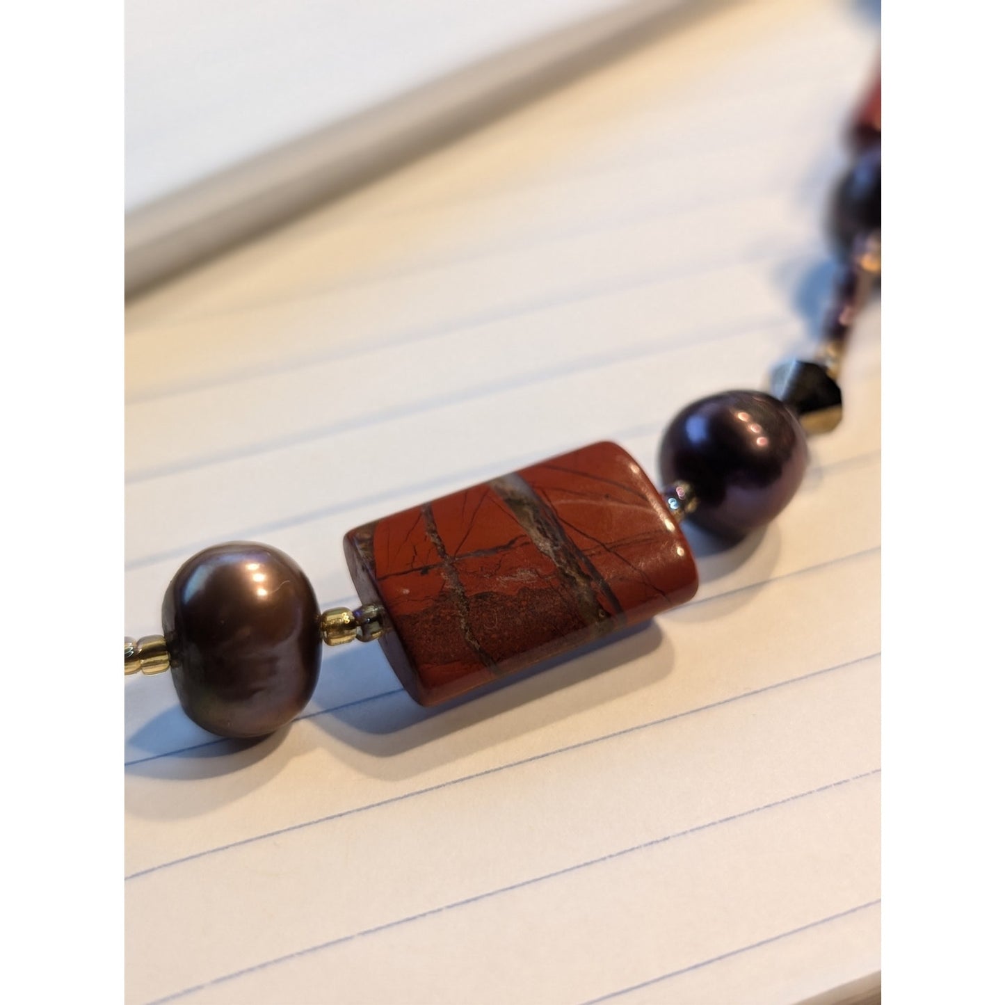 Chinese Carved Stone Pendant Stone Crystal Multi-Colored Pearl Bead Necklace