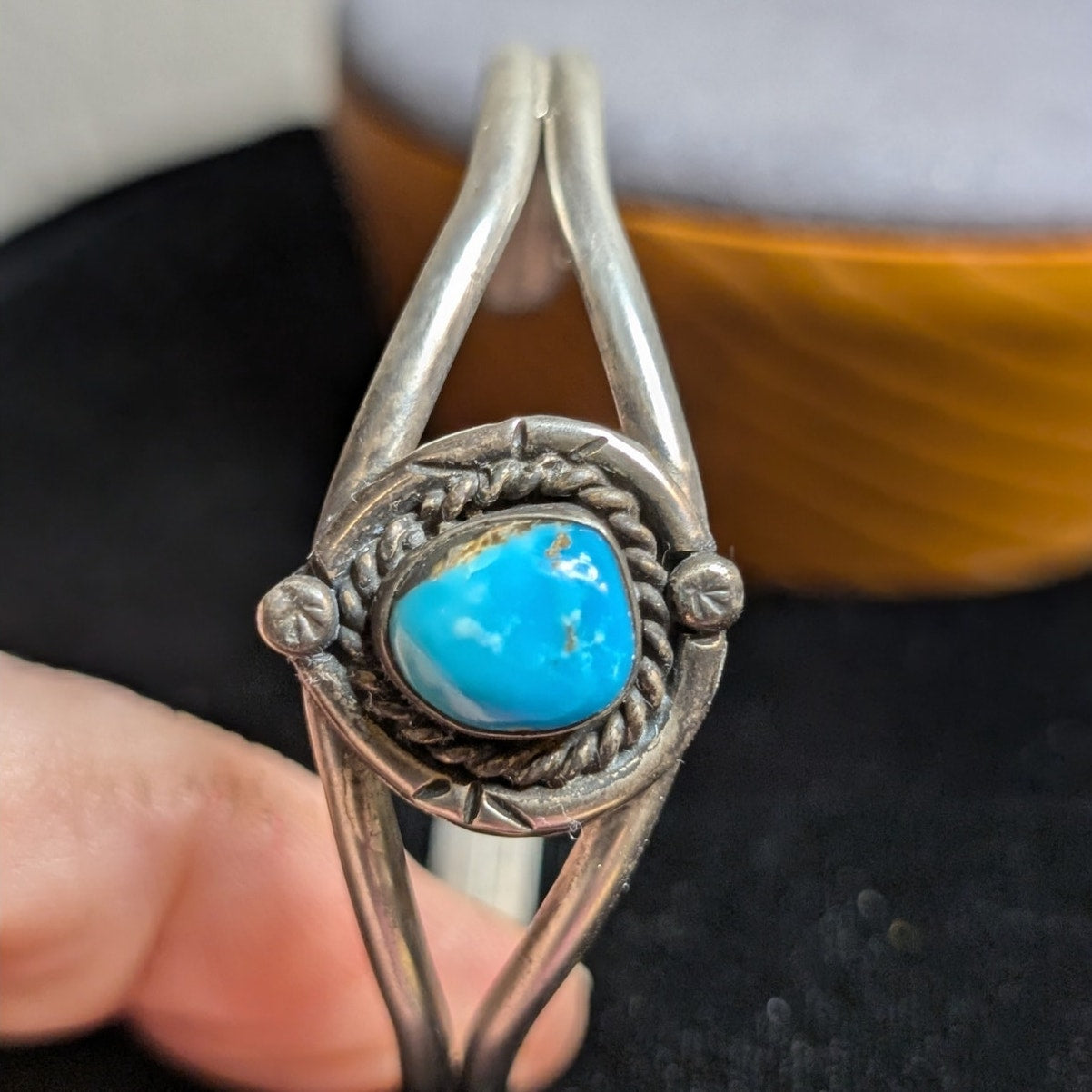 Vintage 925 Sterling Silver Turquoise Cuff Bracelet 11.46g