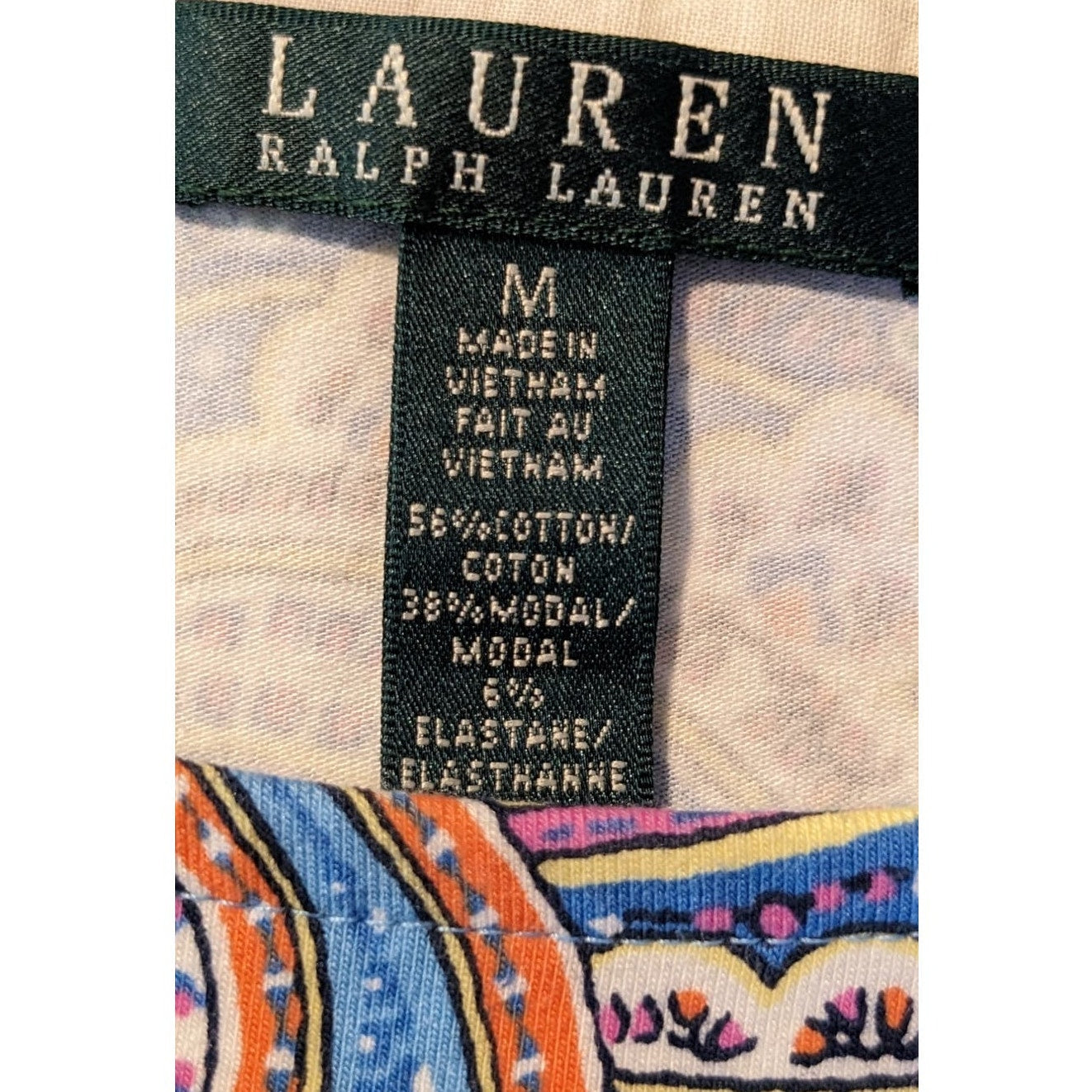 Lauren Ralph Lauren Paisley Multi Color Panel Flare Sleeveless Dress Size M