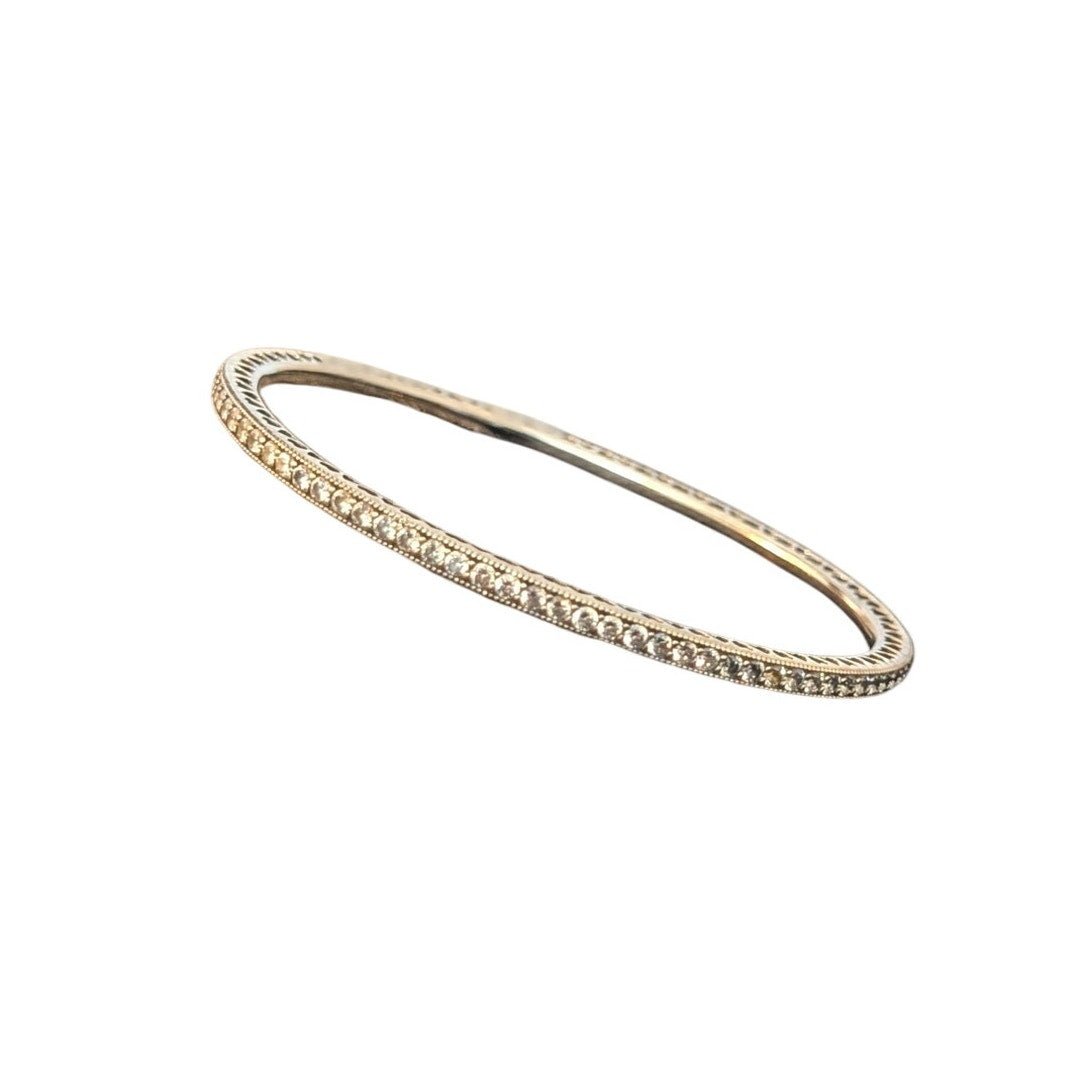 Retired Genuine Pandora Twinkling Forever Sterling Silver 925 Oval Bangle Sz 17