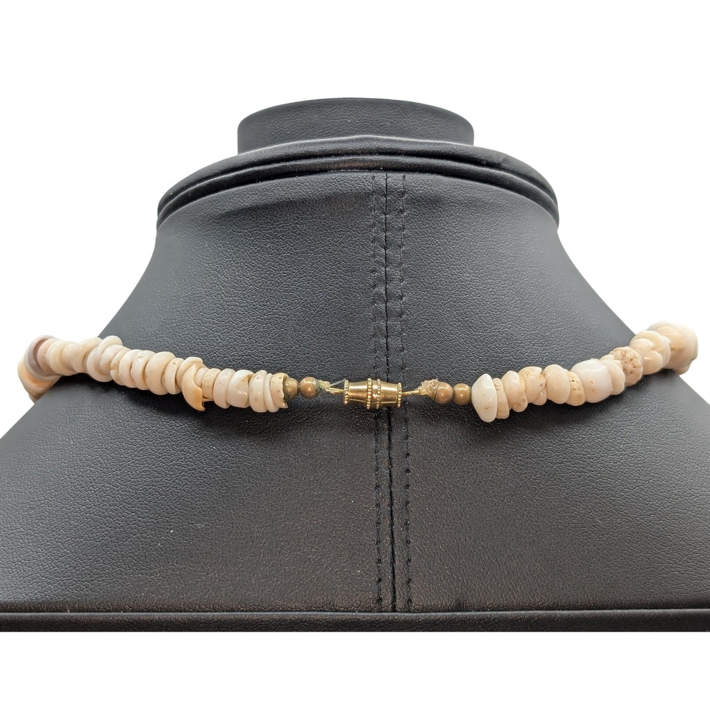 Vintage Genuine Puka Shell 16.5" Barrel Clasp Necklace