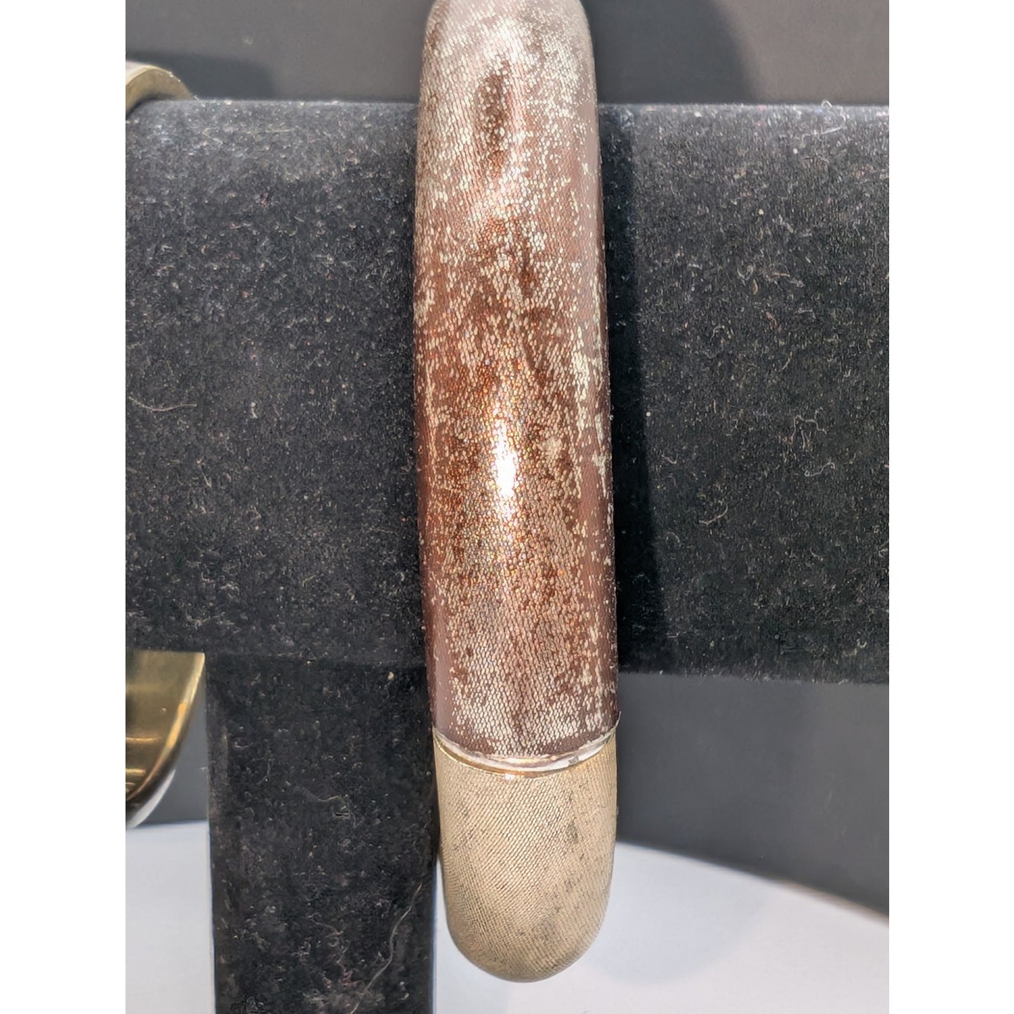 Lot of Three Vintage Metal Stone Inlay Bangle Bracelets