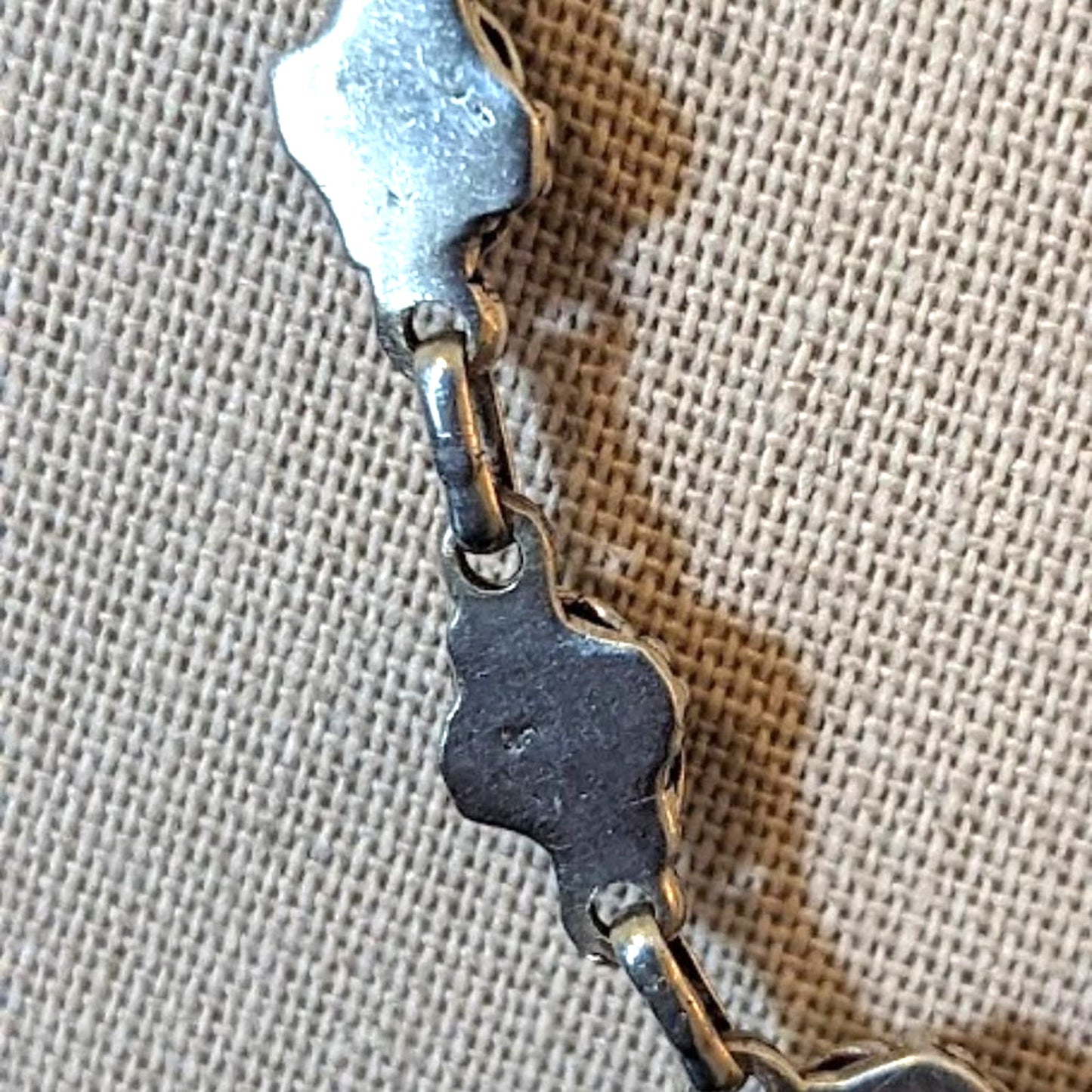 Vtg Silver Tone Bezel Set Blue Glass/Moonstone Cabochon Dangle Necklace