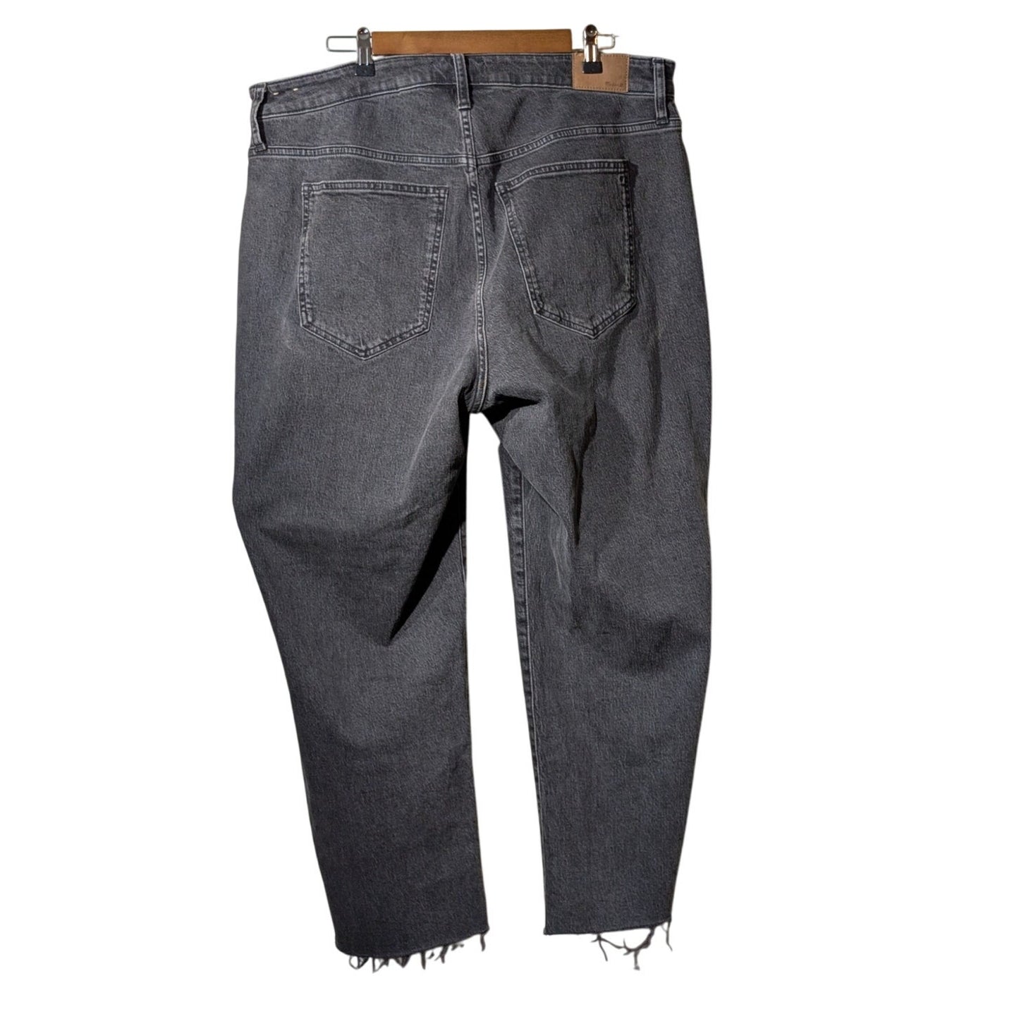 Madewell Curvy Perfect Vintage Straight Faded Black/Charcoal Frayed Hem Jean 18W