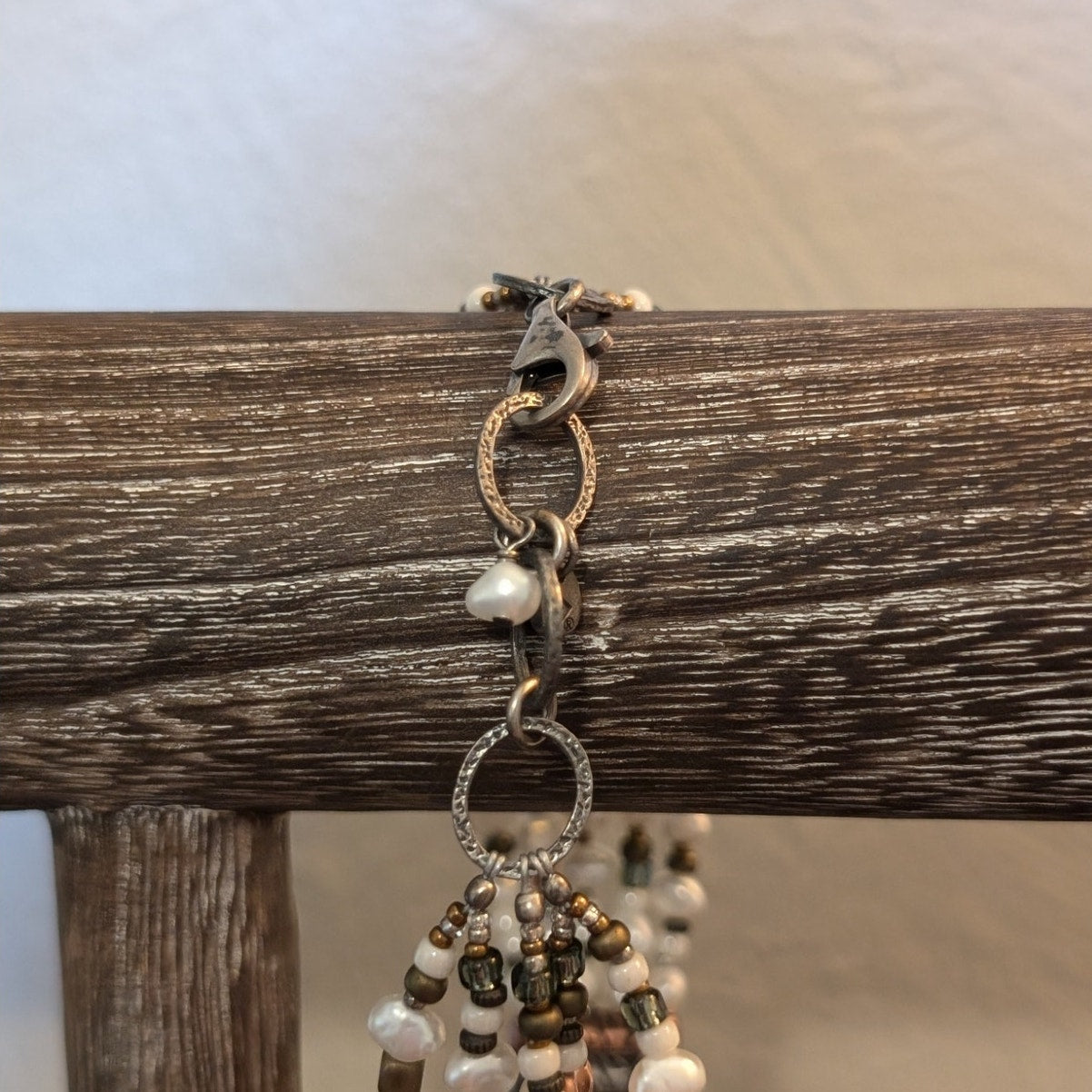 Silpada Sterling Silver Copper Brass Freshwater Pearl Five-Strand Bracelet