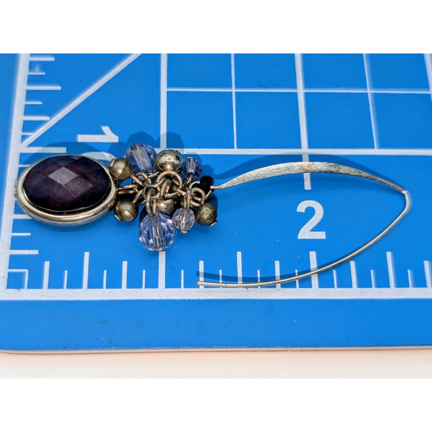 Silver Tone Cluster Bead Long Dangle Earrings