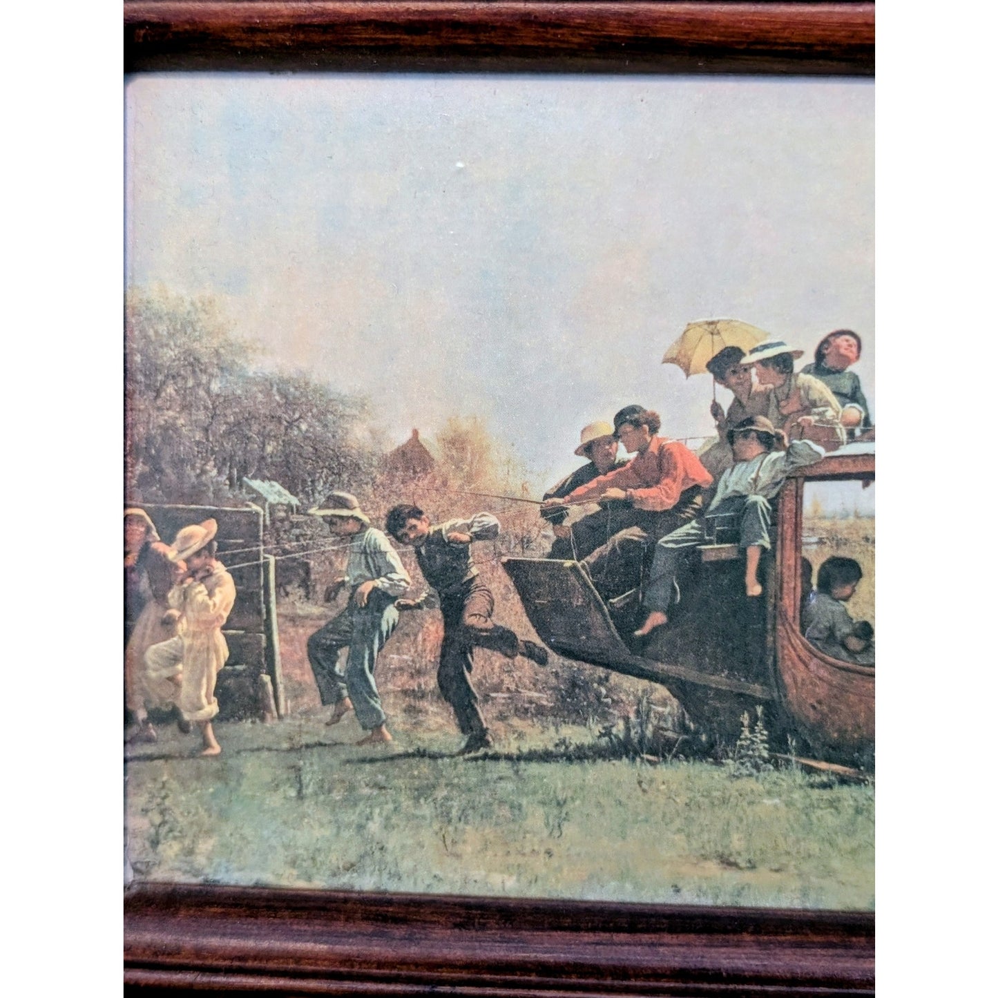 VTG/Antique 'The Old Stage Coach' Print Originally Created in 1871 Wood Framed