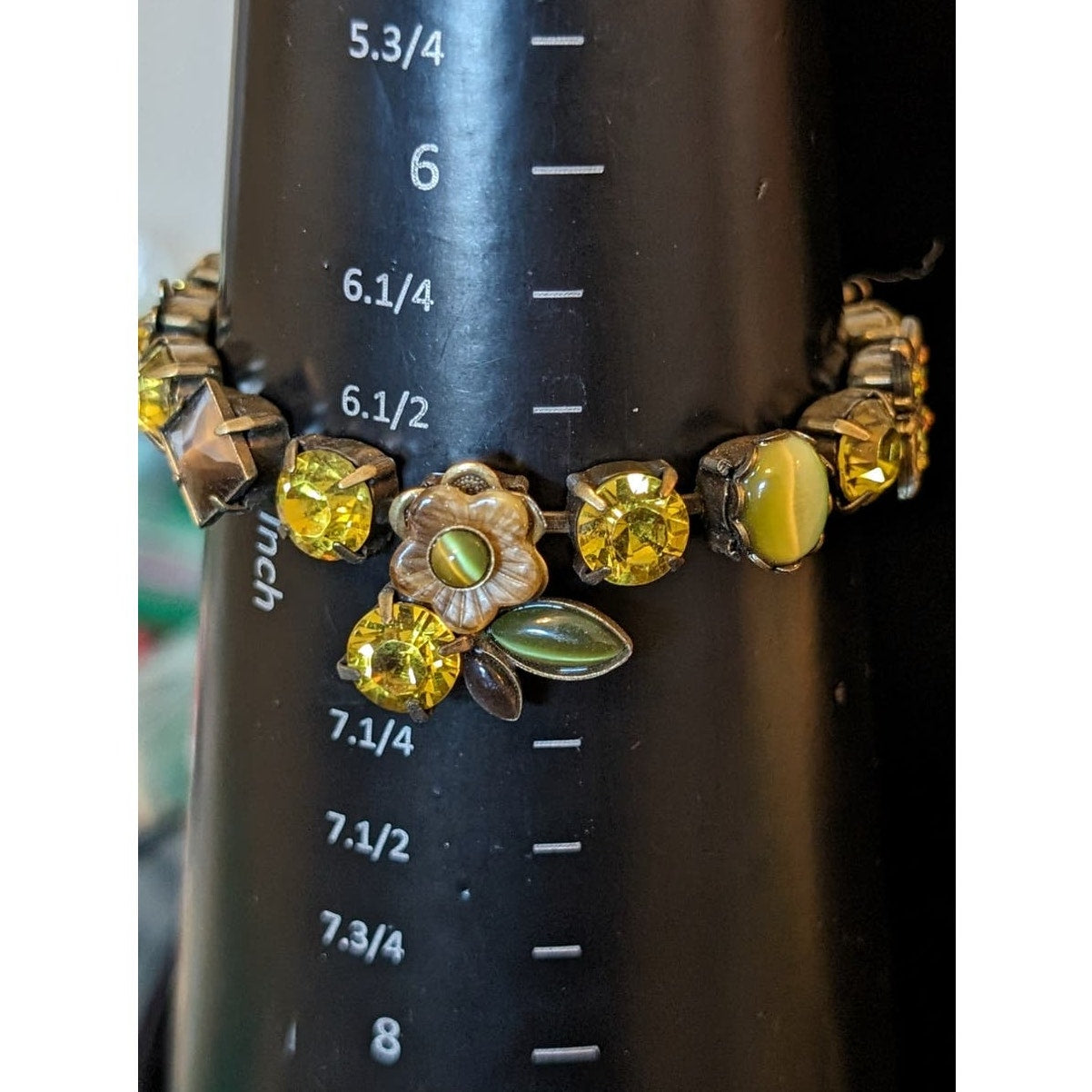 LaContessa by Mary DeMarco Vintage Green Rhinestone Bracelet